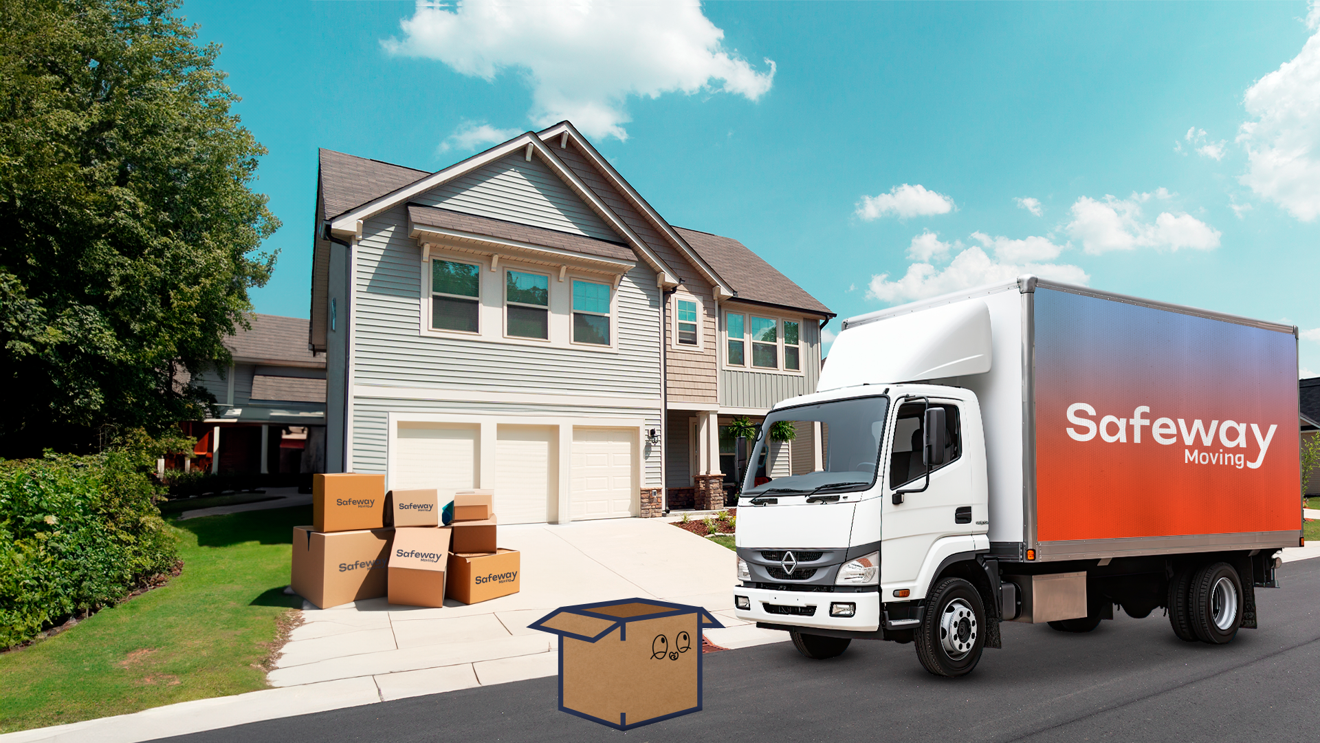 Safeway Moving truck pulled in front of a home